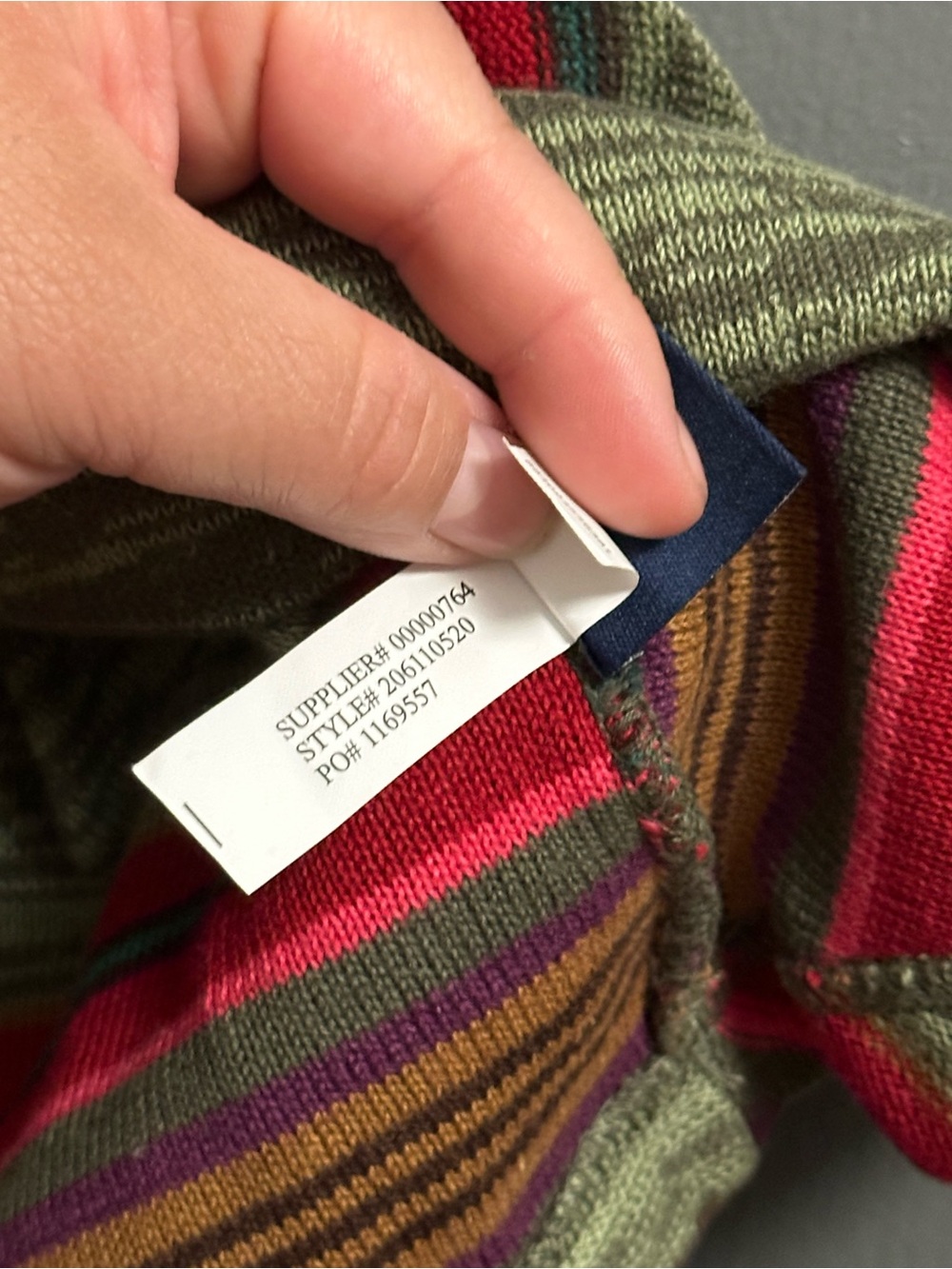 Chaps Olive Green Multicolor Striped Wrap-Front Tank(does not open) - Picture 6 of 6